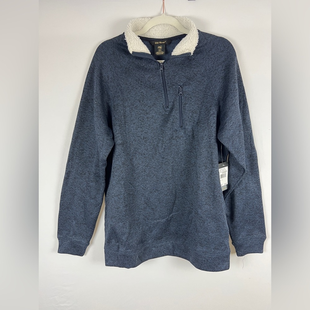 Quarter Zip Blue Sherpa Jacket